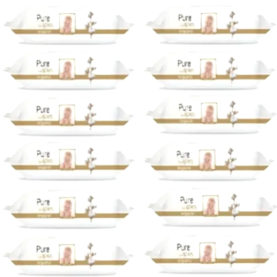 Pure Baby Organik Pamuklu Bebek Islak Havlu 90lı x12