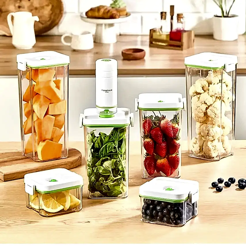 Respiroxhome Vakumlu Saklama Kabı Seti 6lı Şarjlı Otomatik Pompalı - 9