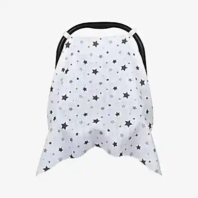 Sevi Bebe Müslin Ana Kucağı Örtüsü Yıldız Yağmuru Gri