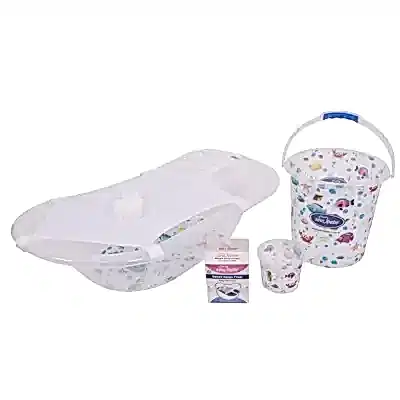 Sevi Bebe Şeffaf Desenli Bebek Banyo Seti 5 Parça Beyaz
