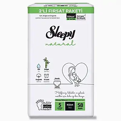 Sleepy Natural Külot Bebek Bezi 5 Beden Junior 58li Fırsat Paket