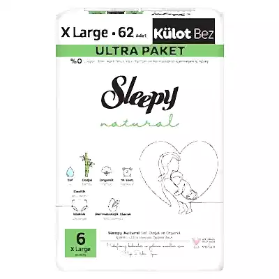 Sleepy Natural Külot Bebek Bezi 6 Beden XL 62li Ultra Paket