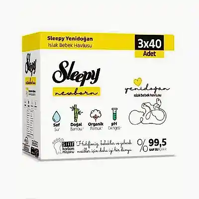 Sleepy Yenidoğan Islak Mendil 3x40lı