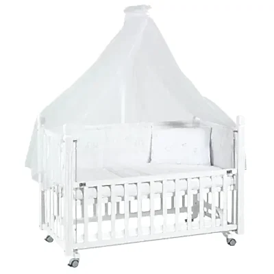 Tahterevalli Cuppa Beşik 60x120 cm Beyaz ve Beyaz Uyku Seti