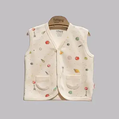 Tiffany Organik Bebek Yelek Space Theme Yelek Unisex