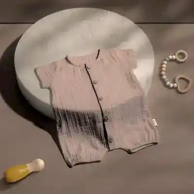 Tiffany Unisex Tulum Kısa Kol Çift Kat Müslin Sütlü Kahve