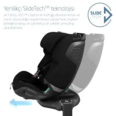 Maxi-Cosi Emerald 360 Pro I-size Araç Dışına Çıkabilen Isofix'li Dönebilir Yatabilir Slidetech Oto Koltuğu 0-36 Kg Authentic Black - 8