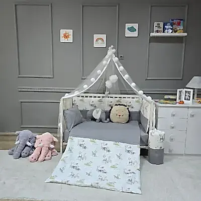 Yuar Baby Yan Duvarlı Beşik Uyku Seti Gri Amazon