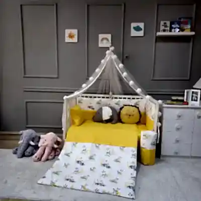 Yuar Baby Yan Duvarlı Beşik Uyku Seti Sarı Amazon